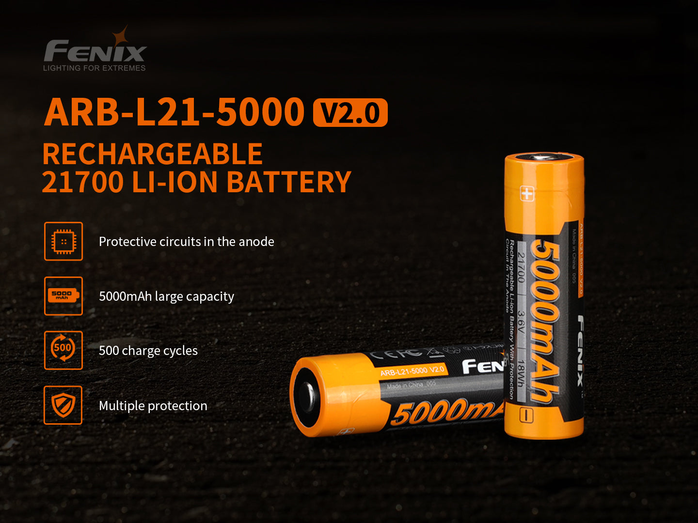 Fenix ARB-L21-5000 V.2 (5000mAh 21700 Battery)