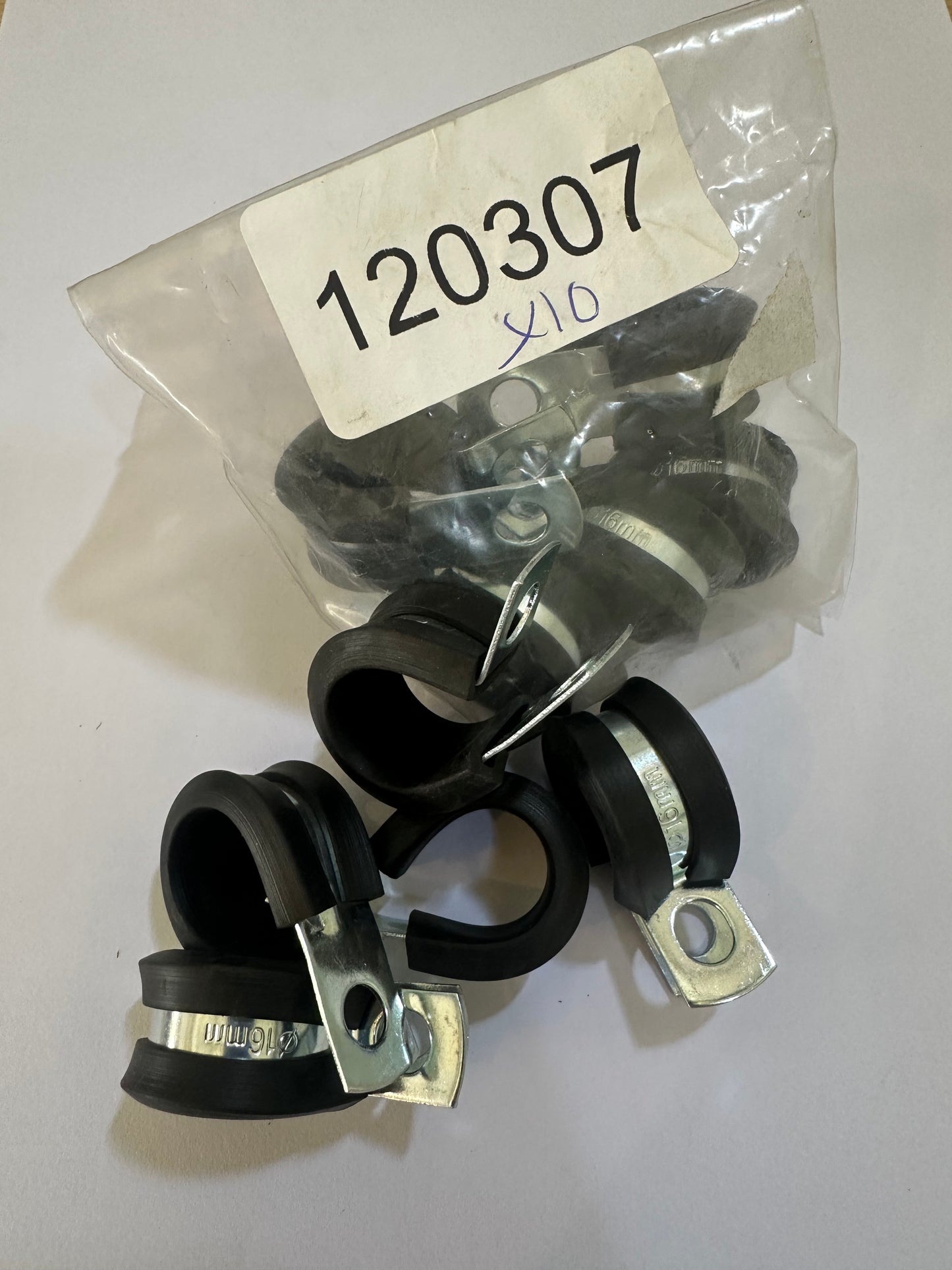 Steel P clip, Rubber Lined (Various Sizes)