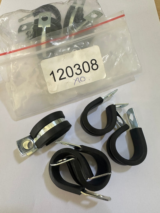 Steel P clip, Rubber Lined (Various Sizes)