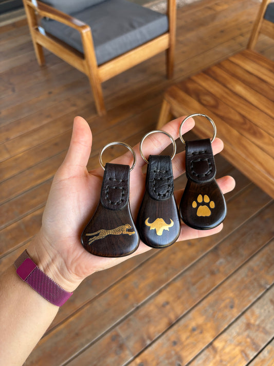 African Animal Brass Keyring